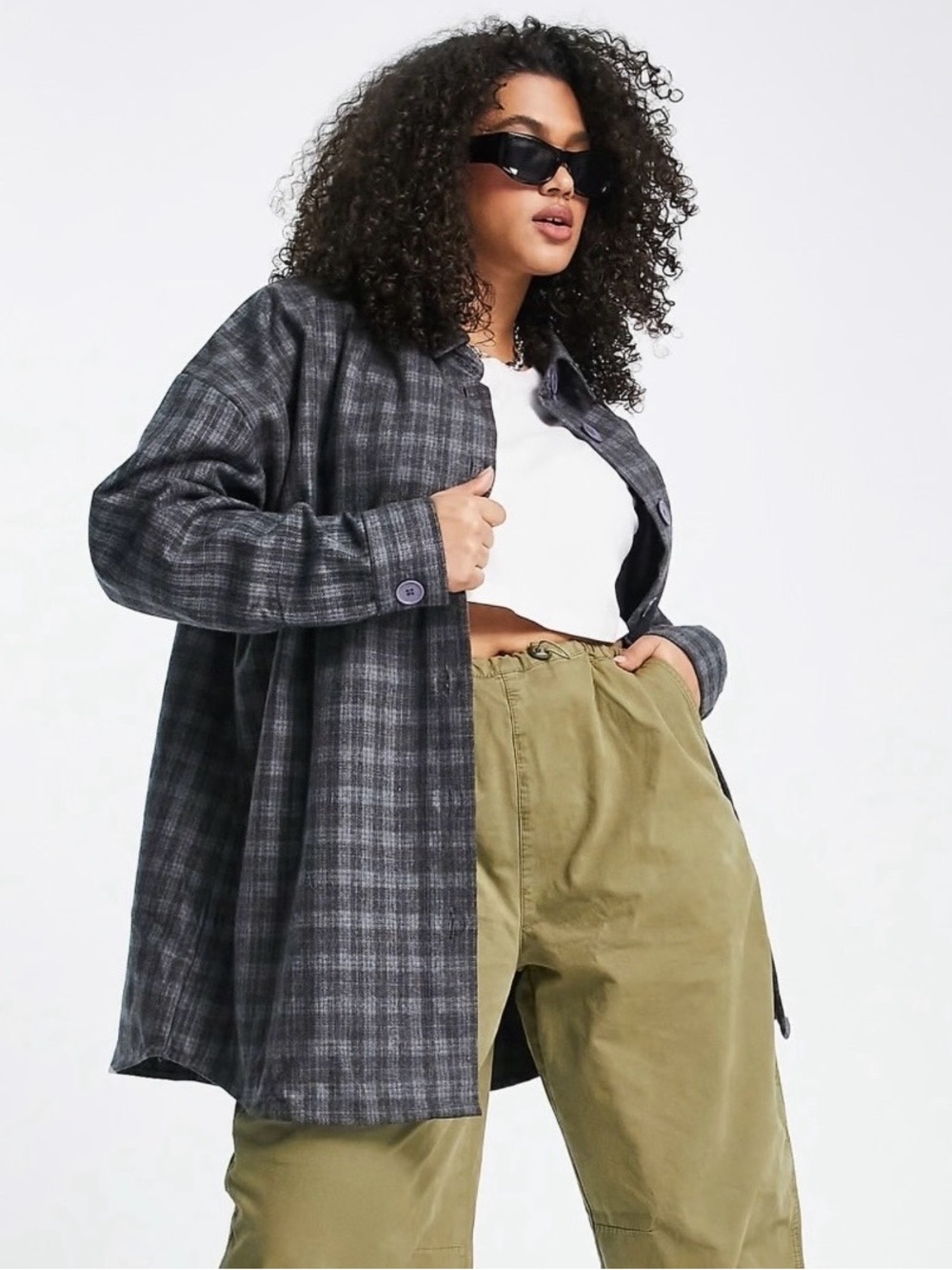ASOS Curve Oversized Plaid Shacket